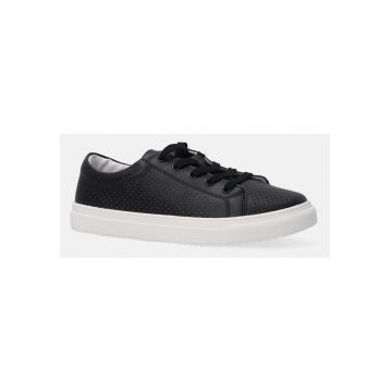 Pantofi sport din piele cu perforatii si brant din piele