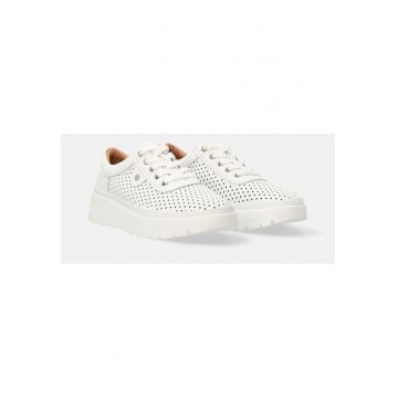 Pantofi sport din piele cu platforma si cu perforatii
