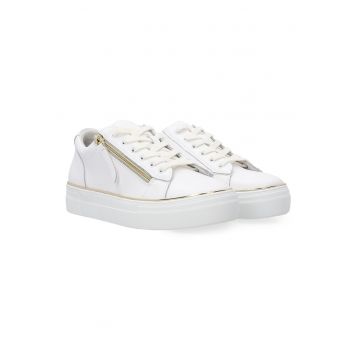 Pantofi sport din piele cu platforma si fermoar