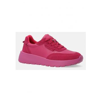 Pantofi sport din piele cu platforma si sireturi