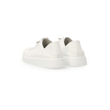 Pantofi sport din piele cu profil jos si sireturi