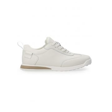 Pantofi sport din piele cu siret - Alb