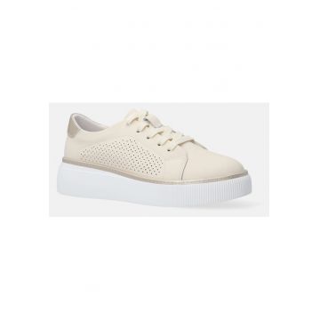 Pantofi sport din piele cu talpa wedge cu aspect ridat