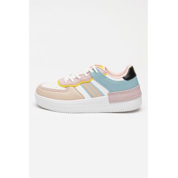 Pantofi sport din piele ecologica Freya - Alb/Bej/Roz