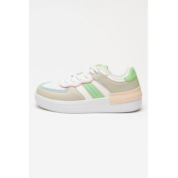 Pantofi sport din piele ecologica Freya - Alb/Verde pal