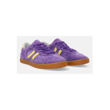 Pantofi sport din piele intoarsa cu detalii din piele naturala - Mov/Galben - Mov