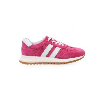 Pantofi sport din piele intoarsa cu garnituri din piele -