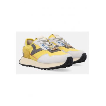 Pantofi sport din piele intoarsa si material textil -