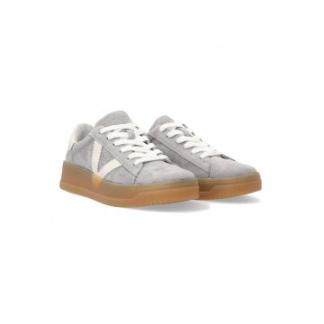 Pantofi sport din piele intorsa cu sireturi