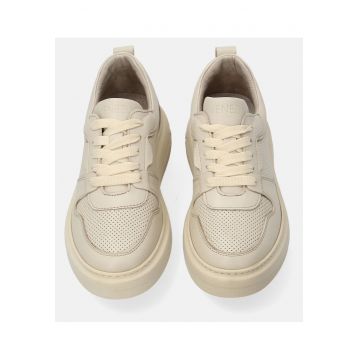 Pantofi sport din piele naturala cu aspect perforat
