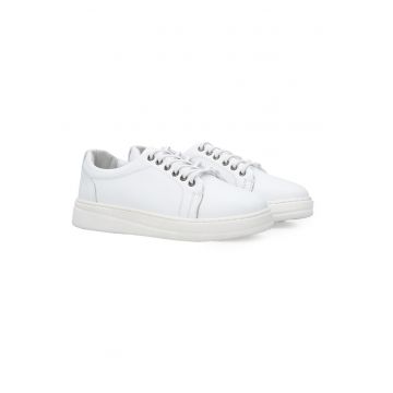 Pantofi sport din piele naturala cu profil jos si platforma