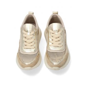 Pantofi sport din piele naturala si piele intoarsa cu perforatii