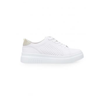 Pantofi sport din piele neteda cu detalii perforate
