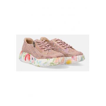 Pantofi sport din piele si piele cu model