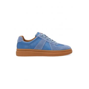 Pantofi sport din piele si piele intoarsa - Albastru