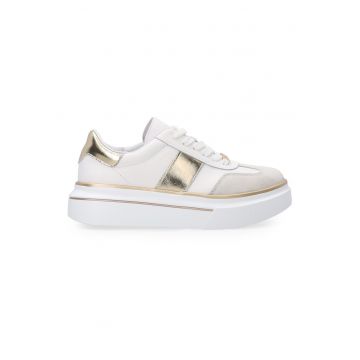 Pantofi sport din piele si piele intoarsa cu talpa wedge