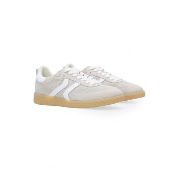 Pantofi sport din piele si piele intoarsa si perforati