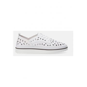 Pantofi sport din piele uni cu model perforat