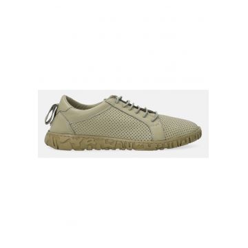 Pantofi sport din piele uni cu perforatii