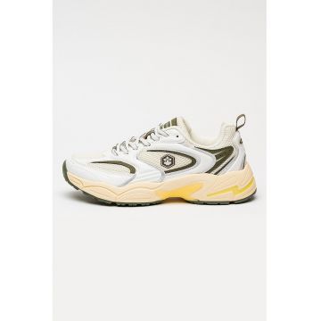 Pantofi sport din plasa cu garnituri contrastante Susana - Alb/Negru/Argintiu