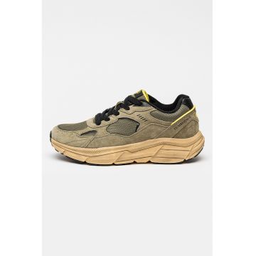 Pantofi sport din plasa cu garnituri din piele intoarsa Kuma - Verde pal