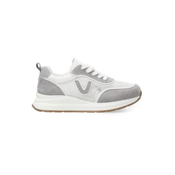 Pantofi sport din plasa cu garnituri din piele intoarsa