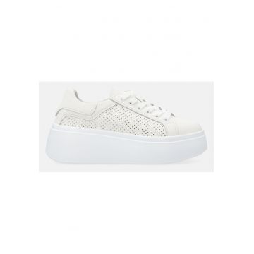 Pantofi sport flatform din piele cu perforatii -