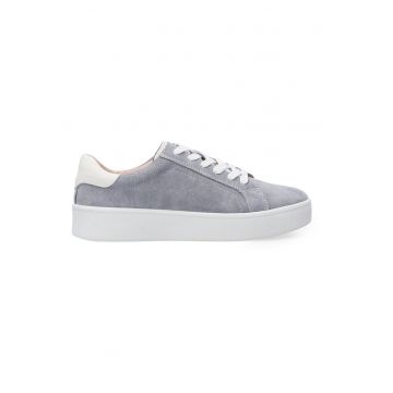 Pantofi sport flatform din piele intoarsa cu sireturi