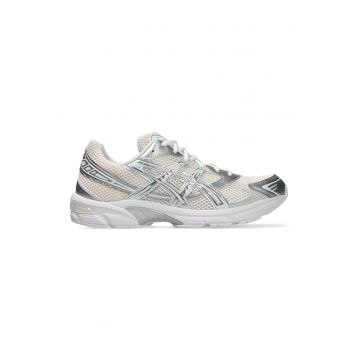 Pantofi sport Gel 1130 din plasa cu talpa demi-wedge - model unisex si garnituri din material sintetic - Alb fildes/Argintiu