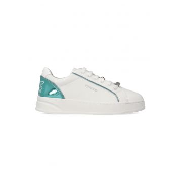 Pantofi sport low-cut din piele Iris - Alb murdar/Albastru petrol