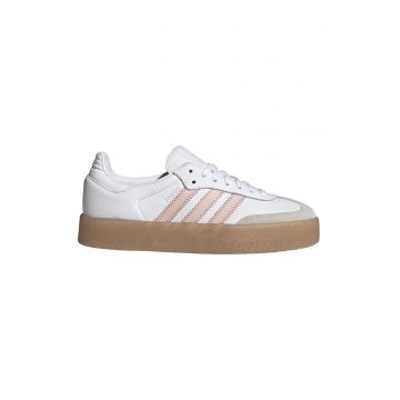 Pantofi sport Sambae din piele intoarsa si piele - Alb/Gri deschis/Piersica