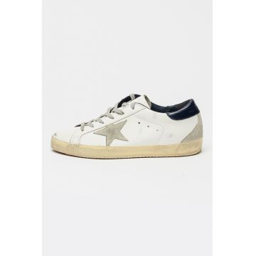 Pantofi sport Super Star Classic din piele si piele intoarsa cu aspect uzat - Alb murdar/Bleumarin