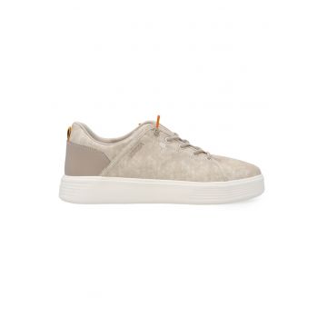Pantofi sport uni din material textil cu flatforma - Bej