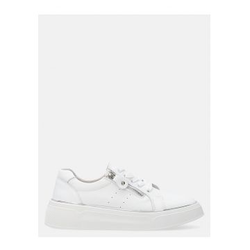 Pantofi sport uni din piele cu fermoar
