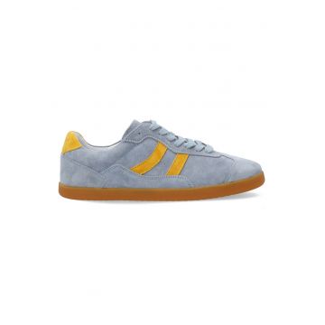 Pantofi sport uni din piele intoarsa - Galben/Albastru