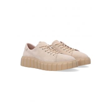 Pantofi sport uni wedge din piele intoarsa.