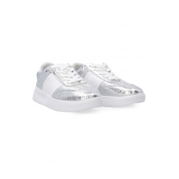 Pantofi sport wedge cu aspect metalizat