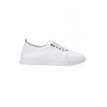 Pantofi sport wedge din piele cu perforatii laterale