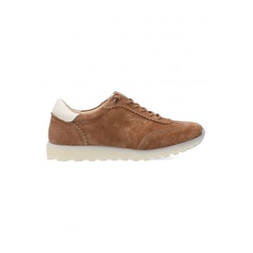 Pantofi sport wedge din piele intoarsa cu sireturi