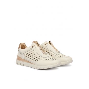 Tenisi dama -  piele naturala - alb - material textil