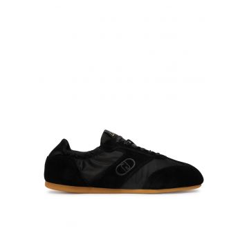 Tenisi dama -  piele naturala - negru - material sintetic