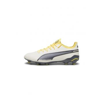 Ghete cu crampoane - pentru fotbal King Ultimate FG/AG - Alb/Gri/Galben