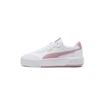 Pantofi sport Carina Mia flatform din piele si piele ecologica - Alb/Roz bombon
