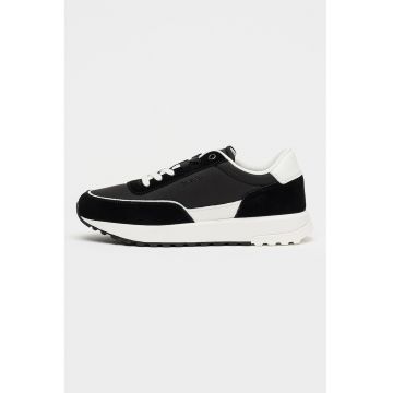 Pantofi sport City Runner cu insertii de piele intoarsa - Negru/Negru stins/Alb optic