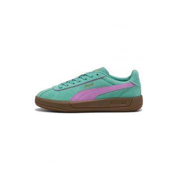 Pantofi sport Club Klassika de piele intoarsa - Roz/Verde persan