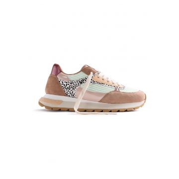 Pantofi sport cu animal print Emali - Bej/Verde pal