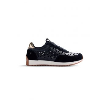 Pantofi sport cu garnituri de piele intoarsa si decupaje Caseville - Negru