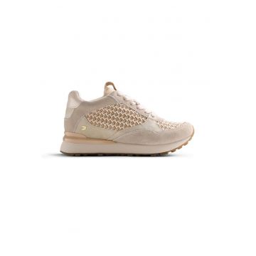 Pantofi sport cu garnituri de piele intoarsa si plasa Rhamu - Bej deschis