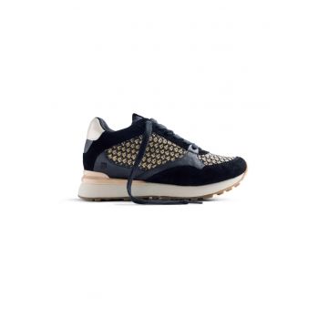 Pantofi sport cu garnituri de piele intoarsa si plasa Rhamu - Negru