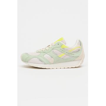 Pantofi sport cu garnituri din piele intoarsa Chic - Ecru/Verde fistic